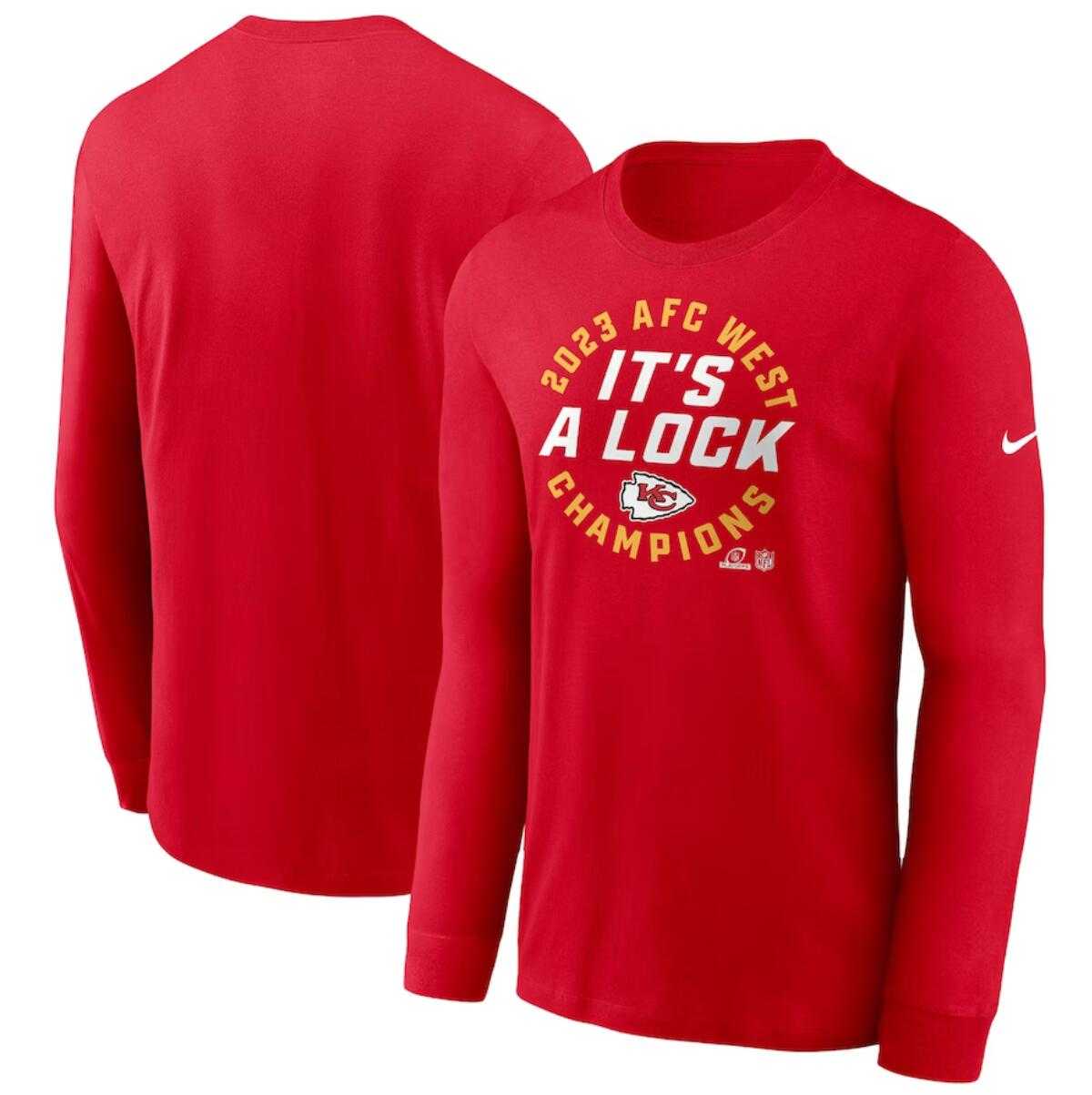 Men's Kansas City Chiefs Red 2023 AFC West Division Champions Locker Room Trophy Collection Long Sleeve T-Shirt,We sell and wholesale Men's Kansas City Chiefs Red 2023 AFC West Division Champions Locker Room Trophy Collection Long Sleeve T-Shirt on line form chian!